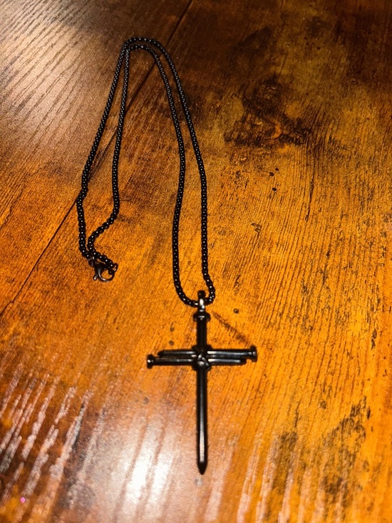 Source Unknown Other - Men's Black Cross Pendant Necklace - 22 Inch Chain